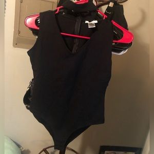 Black bodysuit with collar